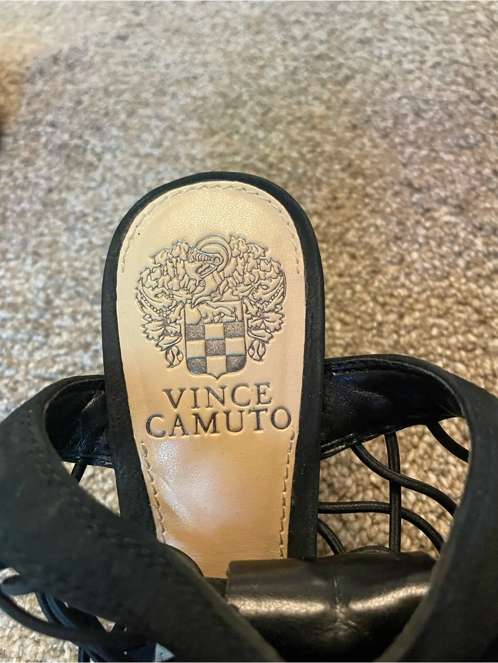 Vince Camuto black Caged  Strappy Gladiator Open-Toe Heeled Sandals - Women Sz 6